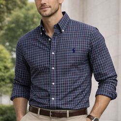 Ralph Lauren Blake 100% cotton Mens Large Long Sleeve Button Down Shirt