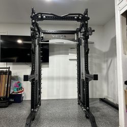 PRO SERIES Ultimate 3-1 Half Rack Functional Trainer w/Smith Machine Bar | 400lb Stack | Gym Equipment | Fitness | Commercial | Squat Rack 