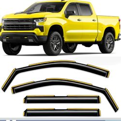 New-in-Channel Window Rain Guard for Chevy Silverado 1500/GMC Sierra 1-2025 Crew Cab Rain Guards Side Window Visors Vent Visor Low Profile Win