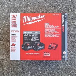 New Milwaukee M18 48-59-1862s XC6.0 Ah 2X HIGH OUTPUT Batteries Charger Starter Kit