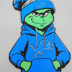 Custom 3D Printed Grinch Lions Themed Key Chain.