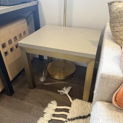 Crate and Barrel - Parsons Concrete Top/ Brass Base 20x24 End Table