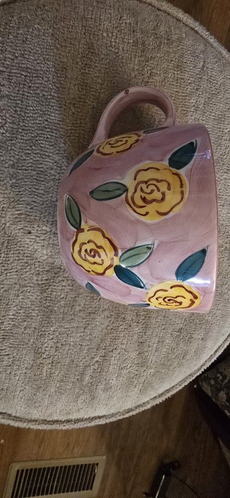 Ganz Bella Casa Large Oversize Cup Mug Pink & Yellow Floral