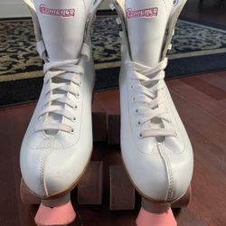 Chicago Classic Quad Rollerskates, Women’s Size 9 , White / Pink