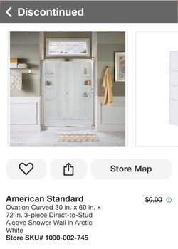 American Standard Ovation Curved Alcove Shower Wall 30x60x72