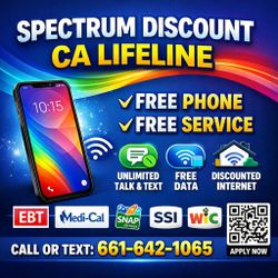 Free CA lifeline phone and discount on Spectrum home internet.