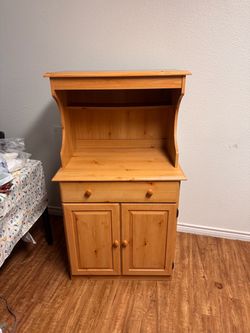 Pine Wood Microwave Cart with Cabinet