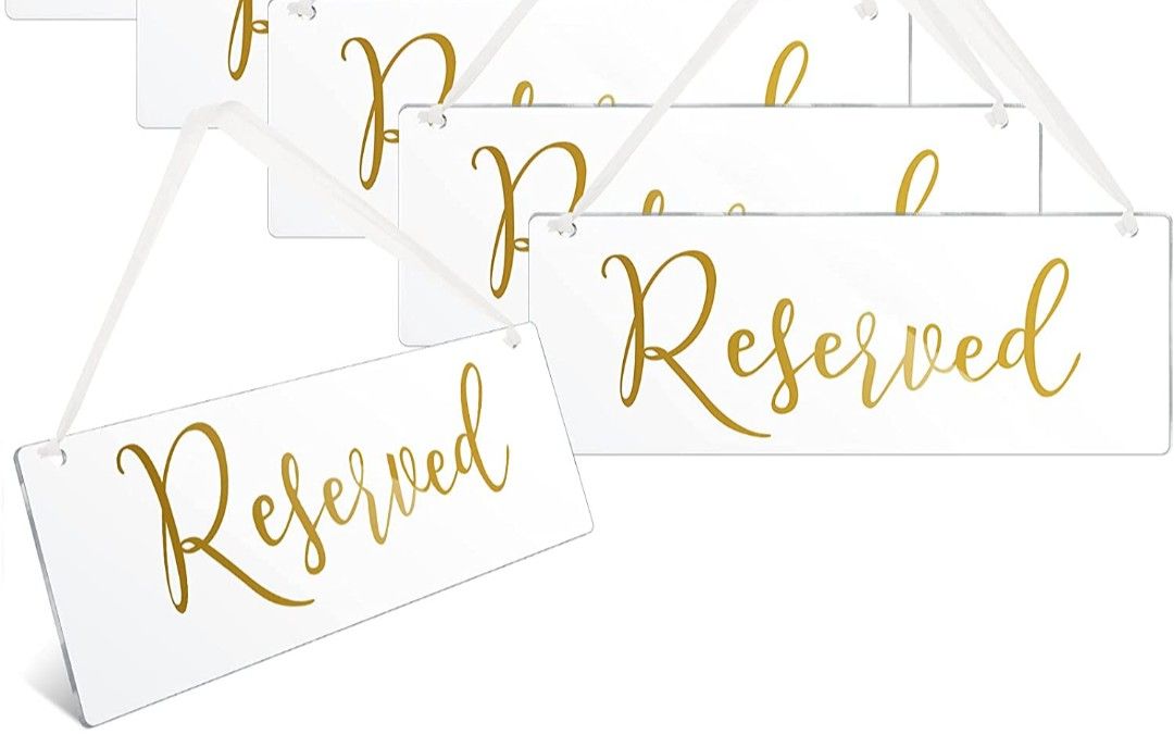 4 Pieces Reserved Signs for Wedding Chairs Reserved Chair Signs Reserved Hanging Sign Reserved Signs for Wedding Reserved Seating Signs for Chairs Acr