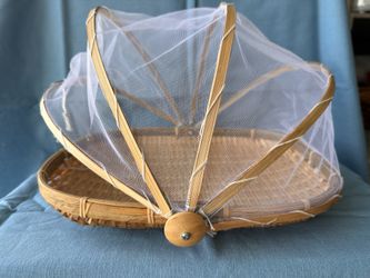 Rectangular serving tray with net cover