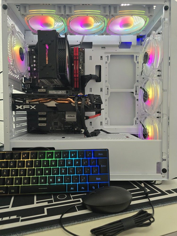 Gaming pc desktop computer intel i7-6700, rx 590, 16 gb ram, ssd, hdd, wifi, keyboard and mouse 