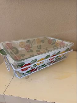 Temptations 12x9 Deep Dish Casserole w/ Trivet, Lid, and Carrying Tray