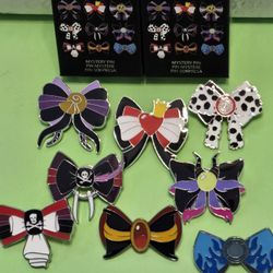 Disney Villains Bow Inspired Enamel Metal Pin Blind Box Series Combo Set