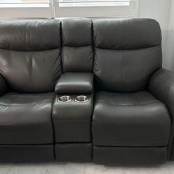 Leather Recliner Console and chair set