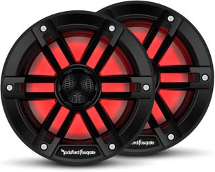 Rockford Fosgate M1-65B Color Optix 6.5” 2-Way Coaxial Multicolor LED Lighted Marine Speakers - Black (Pair)