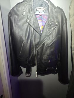 Black Leather Moto Jacket with Belt
