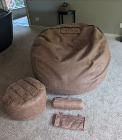 Lovesac MovieSac w/ Squattoman, Sodasac & Pillow ~ Rustic Microleather