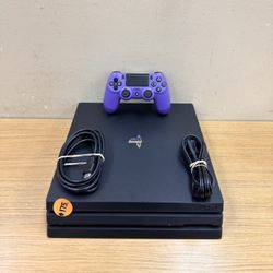 PLAYSTATION 4 PRO 1TB W/ PURPLE CONTROLLER & HDMI/POWER CABLES 