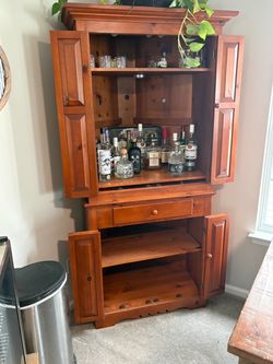 Amish made solid wood corner cabinet