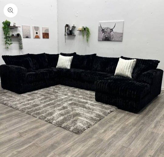 Black Comfortable, Sectional Couch