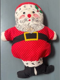 Vintage Santa Claus Christmas Cut & Sew Plush Pillow some staining on front see pics just $5