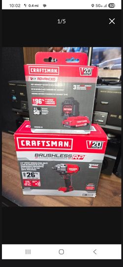 New Craftsman V20 Brushless 1/2" Impact Wrench Wit 3AH Advanced V20 Battery & Charger Kit For $100