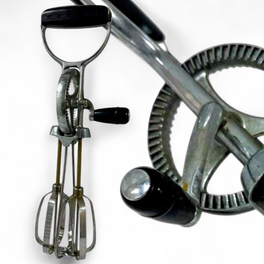 Vintage 1950s EKCO Best Hand Crank Egg Beater Stainless Steel Manual Mixer