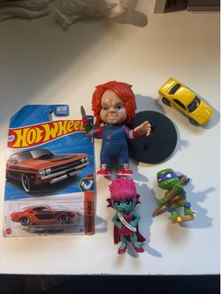 Figure lot miscellaneous - chase beetle juice figure , hot wheel, chucky, ninja turtle