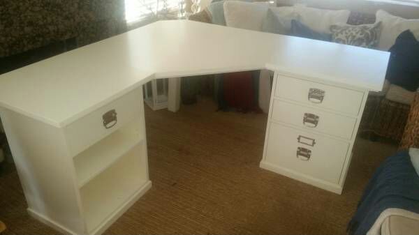 Pottery Barn Bedford Corner Desk In Antique White For Canyon Pottery Barn Bedford Corner Desk In Antique White