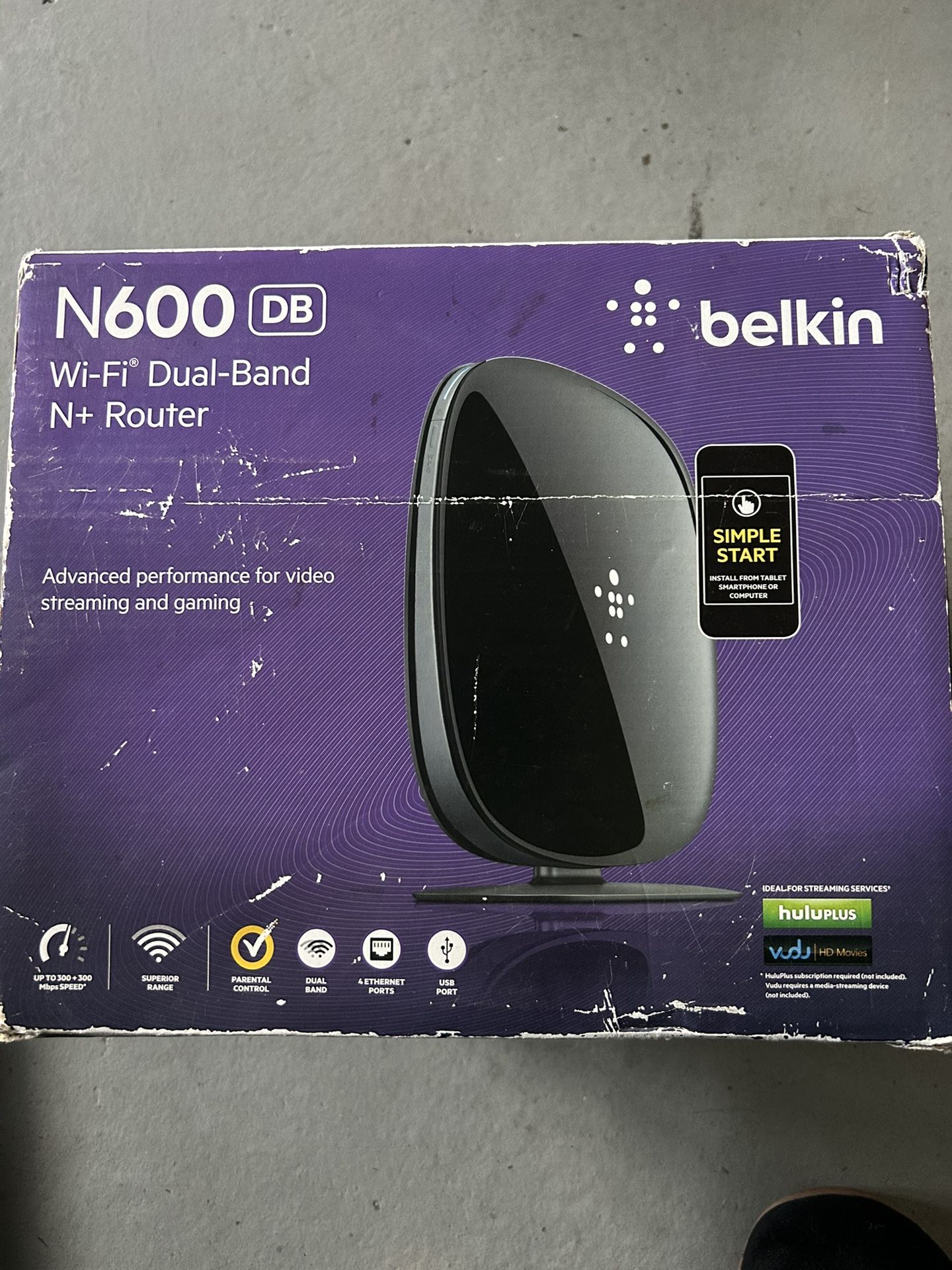 Belkin N600 Wi-Fi Dual Band N+ Router 300 MPS. New In Box