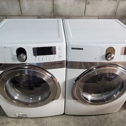 Samsung Front Loading Washer And Stackable Gas Dryer Set 