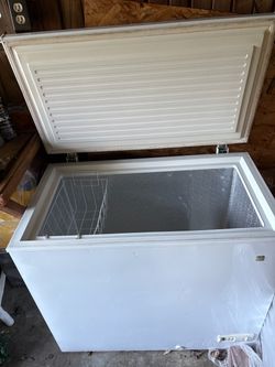 White Chest Freezer with Wire Basket