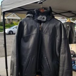 Women heavy leather jacket size L Reduced To $50