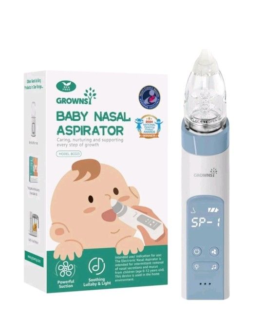 Growns BC023 Baby Nasal Aspirator Nose Sucker Nose Cleaner Rechargeable, White