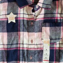 Girls New Flannel Shirt Sz 6