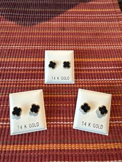14K Gold Earrings Black Clover earrings
