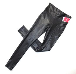 NWT SPANX 2437 High Waist Faux Leather Leggings in Black Glossy S