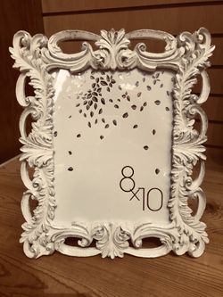 Wedding decor: 2- 8x10 white frames with silver decor