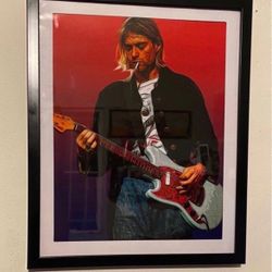 Kurt Cobain custom Art Piece in black frame