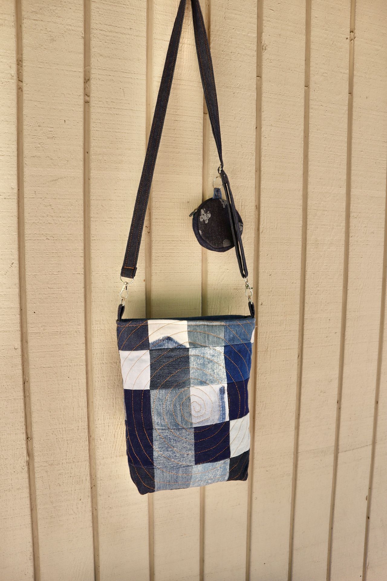 Handmade Denim Patchwork Crossbody Bags.