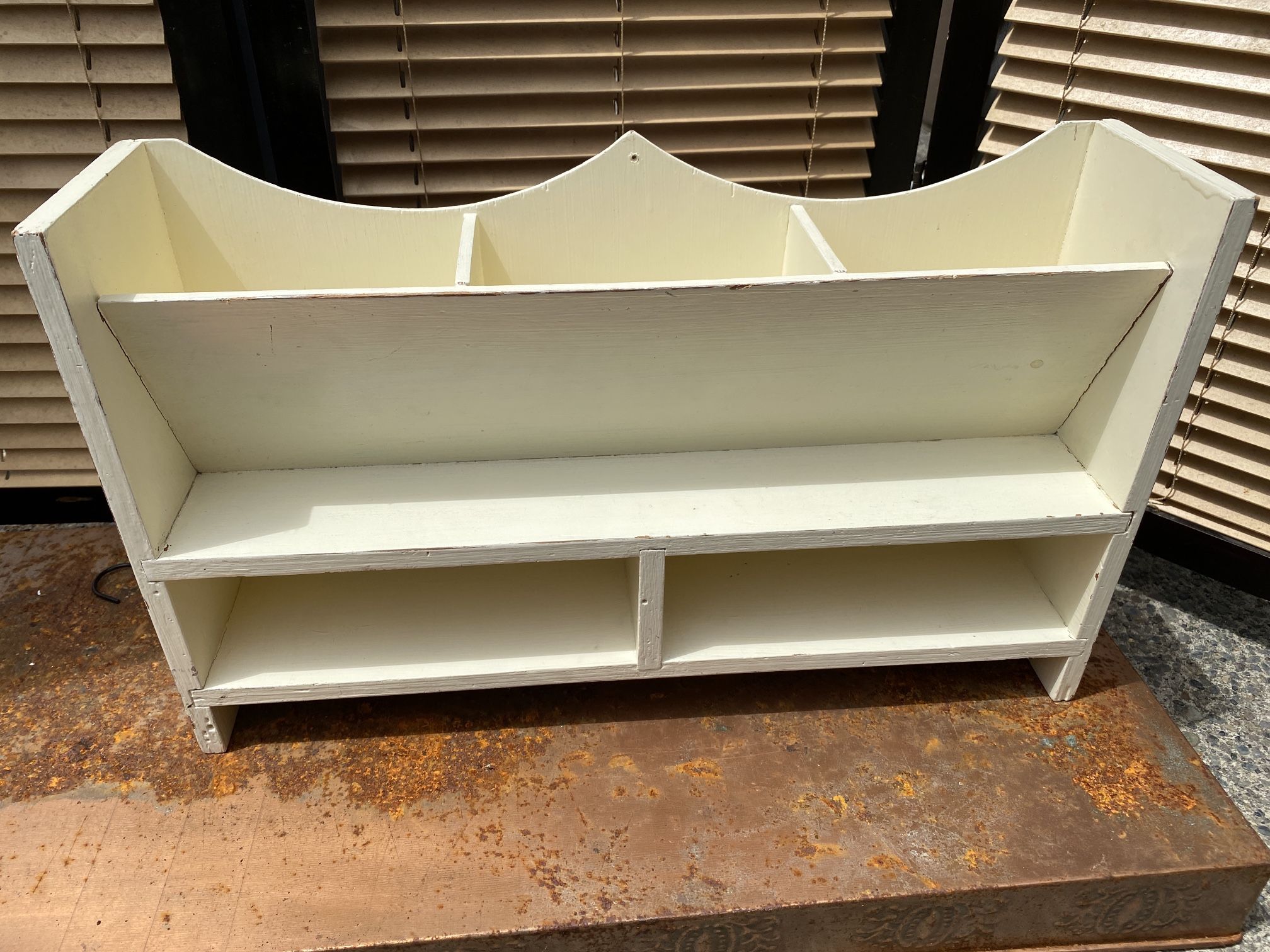 White Cream Painted Hanging Wood Shelf