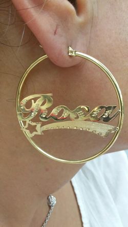 14K gold earings with any name 8.3 grams 3 inch