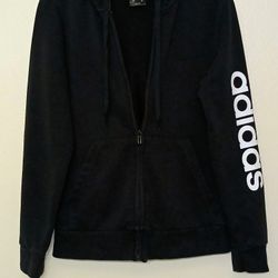 Adidas Black Full Zip Hoodie Track Jacket For Women.