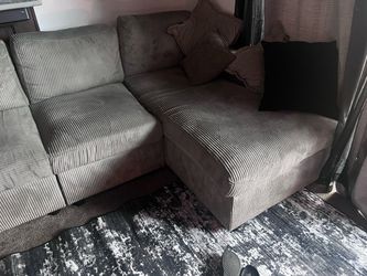 Grey Corduroy U Shape Couches