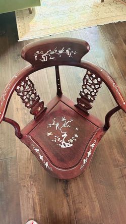 Chinese Rosewood Armchair with Mother of Pearl Inlay