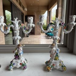 Antique Dresden Cherub Candelabras (2)