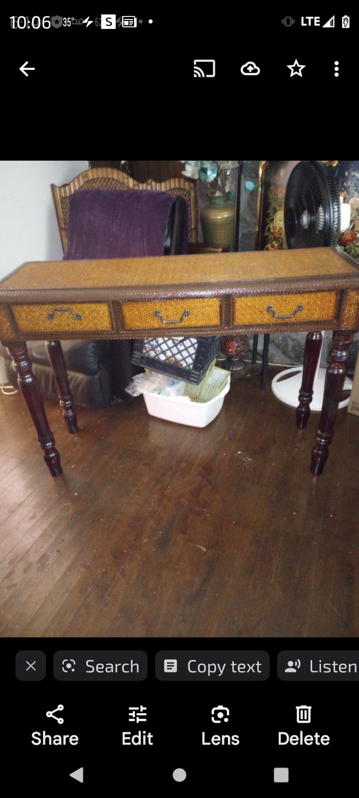 Wicker And Wood Console Table, In Great Condition, Also Ask About A Side Table And Chest To Match