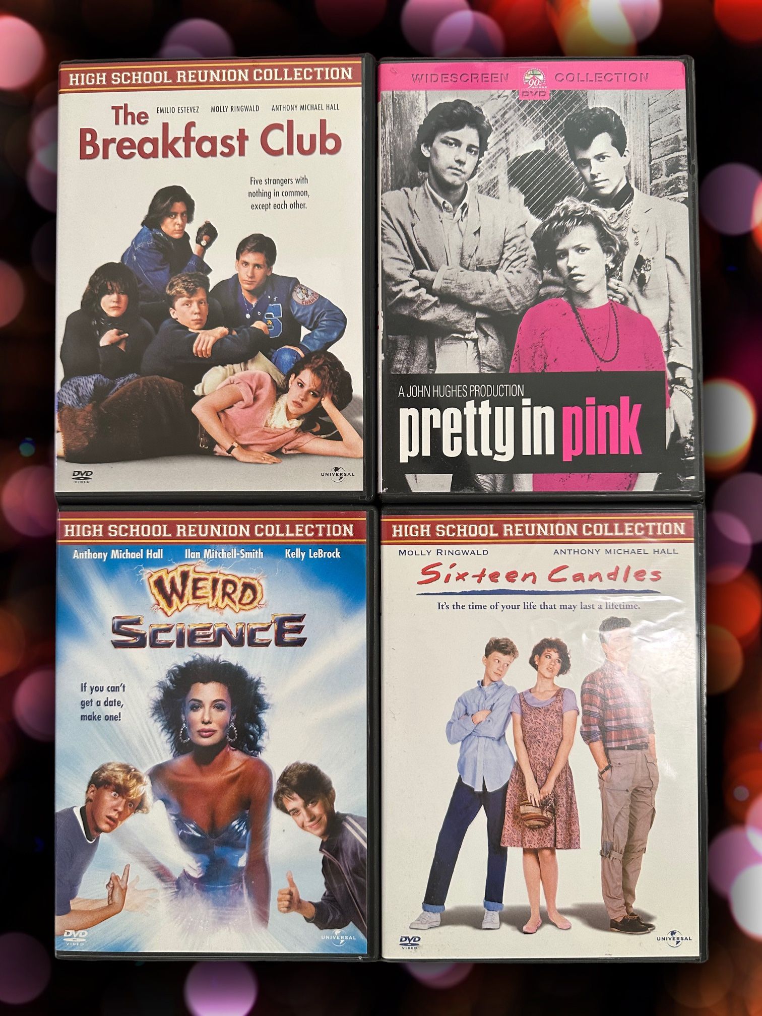 4x John Hughes DVD Lot - The Breakfast Club/Pretty In Pink/Sixteen Candles/Weird Science