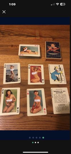 Vintage Deck Of Cards 9 ❤️ Is Betty White Models Of All Nation Nudie Card Deck