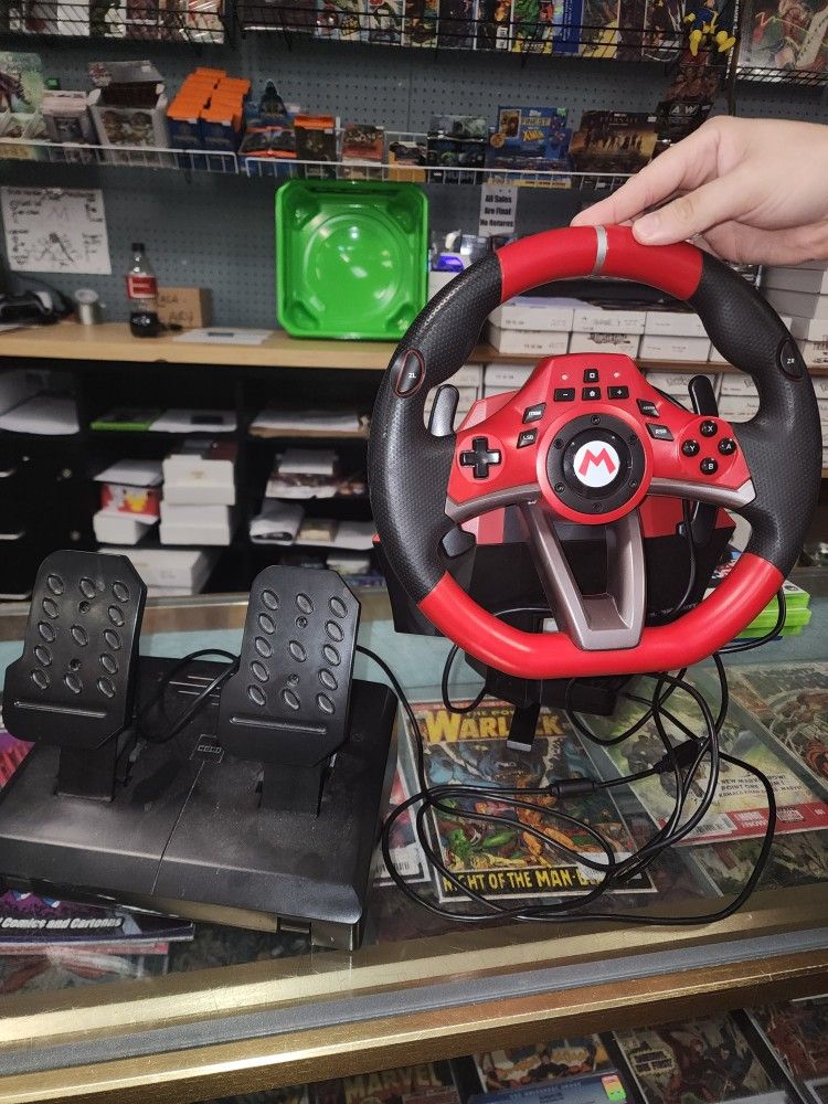 Hori Mario Kart Racing Wheel Dx & Foot pedal Set For Nintendo Switch (Pre-owned)