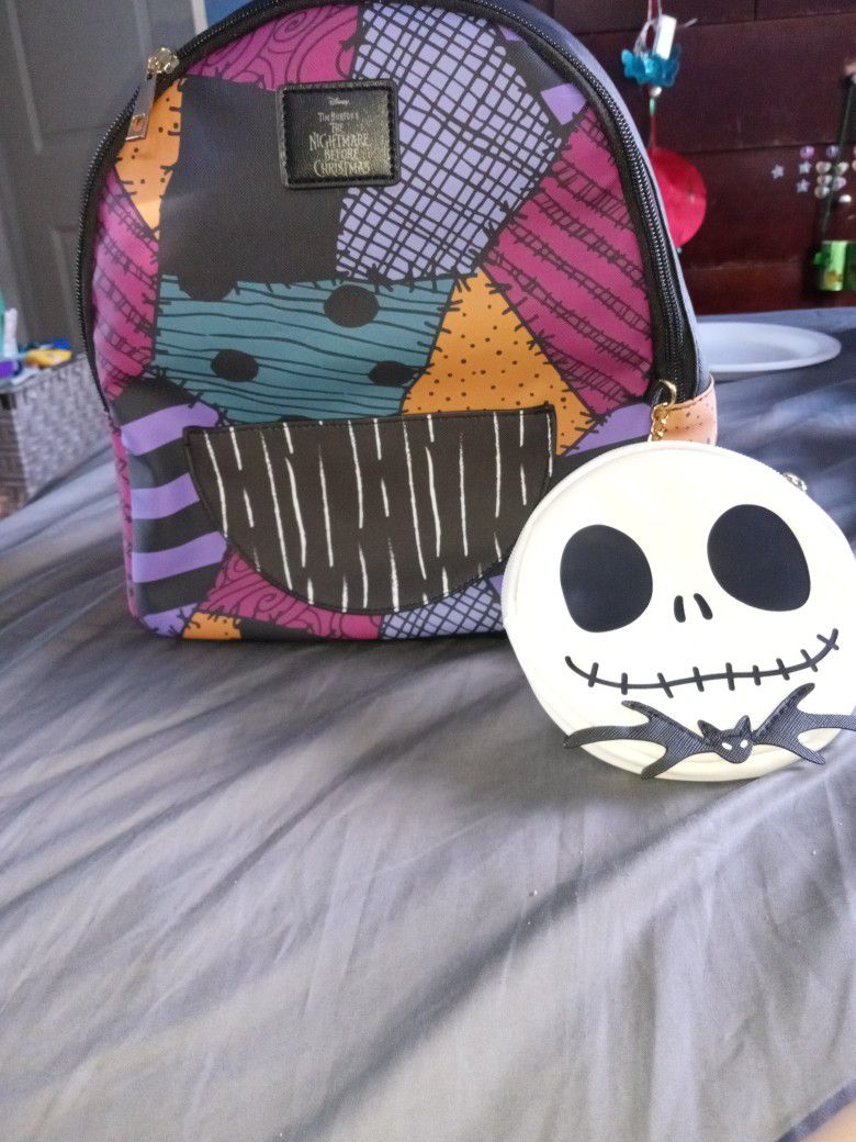 Brand New Nightmare Before Xmas Backpack With Zero Wallet 